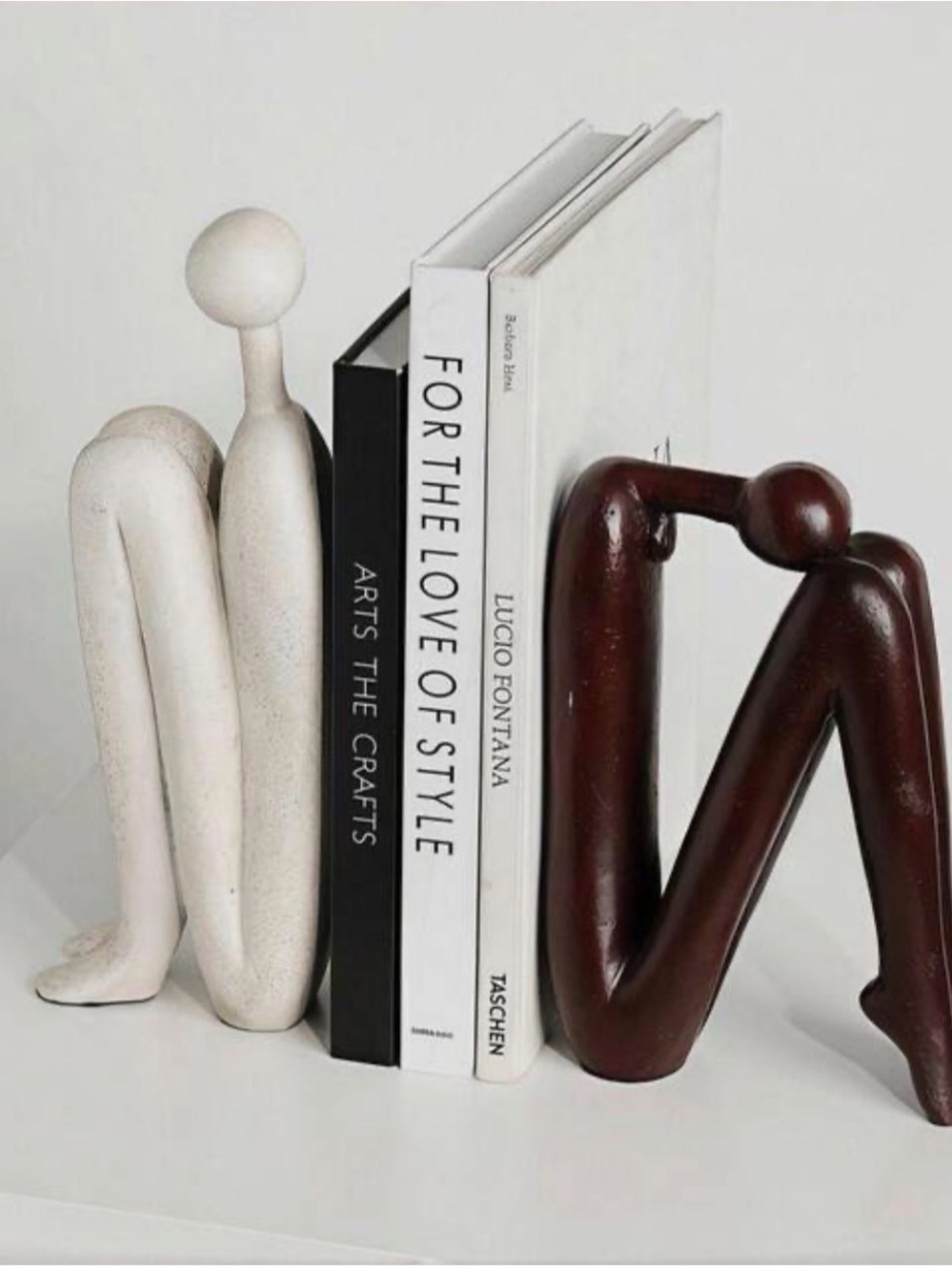 SOGA Modern Boho Abstract Resin Sculptural Bookends Set Organic Shelf Decor